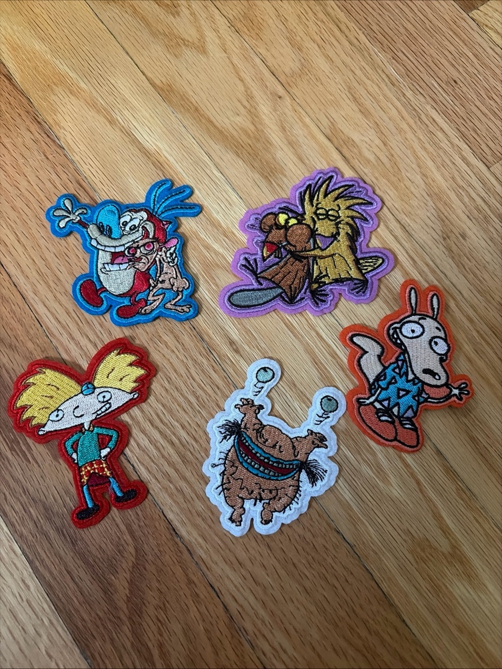 vintage 90s nickelodeon iron on patches characters ren stimpy rocko hey arnold